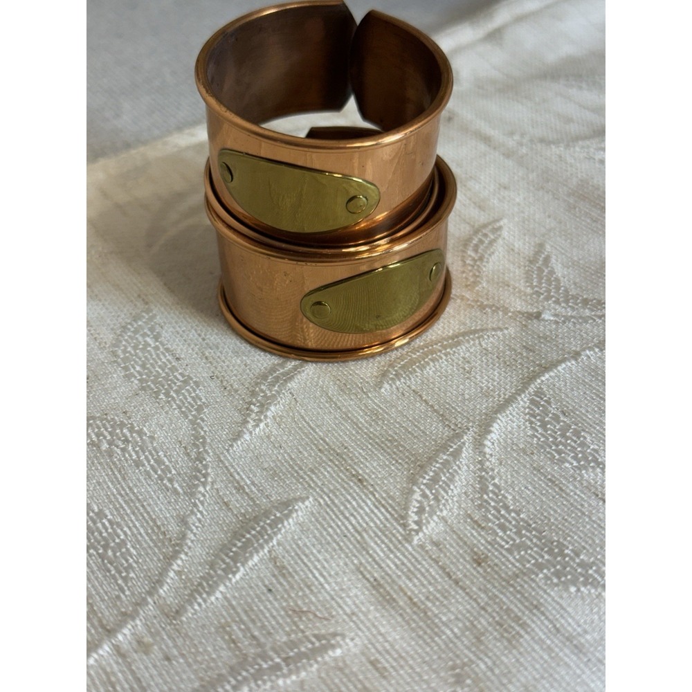 2 Vintage Copper Napkin Rings, Napkins Holders Blank Monogram‎